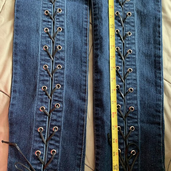 VENUS Denim Lace Up Skinny Jeans - Picture 4 of 5